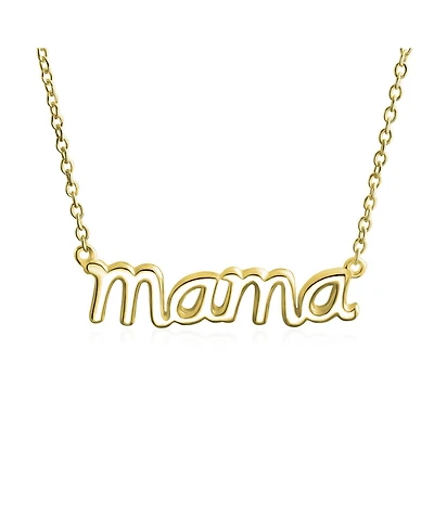 Bling Jewelry Name Plated Talk Station Pendant Mama Word Necklace Mother Wife Sterling Silver