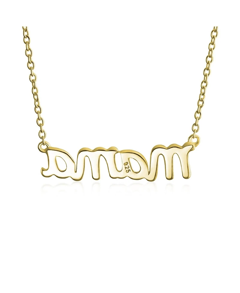Bling Jewelry Name Plated Talk Station Pendant Mama Word Necklace Mother Wife Sterling Silver