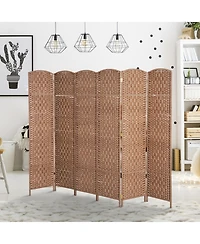 Homcom Panel Resin Wicker Folding Room Divider Privacy Screen Home Office Decor