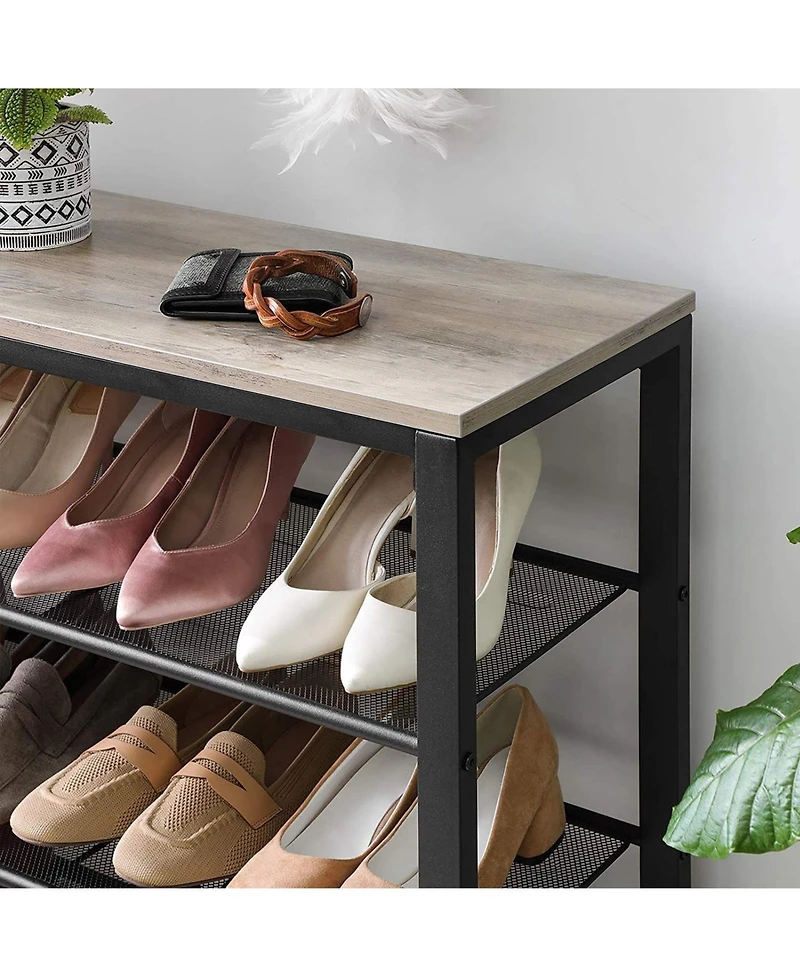 Slickblue Indestic Shoe Rack with 4 Mesh Shelves and Large Top for Bags