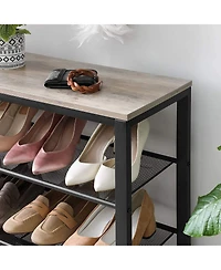 Slickblue Indestic Shoe Rack with 4 Mesh Shelves and Large Top for Bags