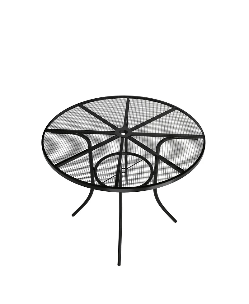Mondawe Steel Mesh Table Round Circle Dining Table With Umbrella Hole For Patios