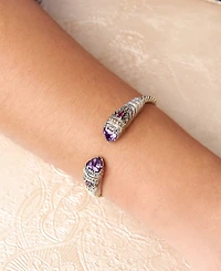 Devata Amethyst & Bali Uluwatu Cuff Bracelet in Sterling Silver and 18K Gold