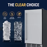 Newair 15" Undercounter 80 lbs. Daily Clear Ice Cube Maker Machine, Built-in or Freestanding Design, 40 Cubes ready in 15-30 Mins, Fingerprint Re
