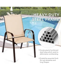 Sugift 2 Pieces Patio Outdoor Dining Chair with Armrest