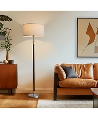 Carter 65" Led Classic Floor Lamp with Walnut Wood Finish