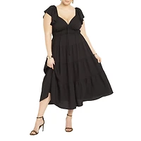 Eloquii Women's Ruffled Tiered Maxi Dress
