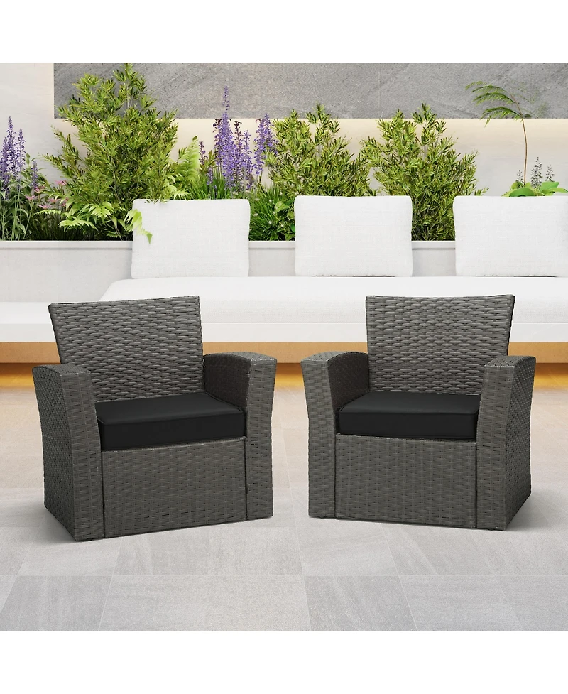 WestinTrends Outdoor Patio Furniture Seat Chair Square Cushions with Piping. Set of 2, 20" x 19"
