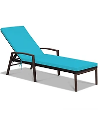 Inolait Outdoor Adjustable Reclining Patio Rattan Lounge Chair with Backrest