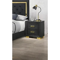 Simplie Fun Modern Glam 2-Drawer Nightstand Black Gold