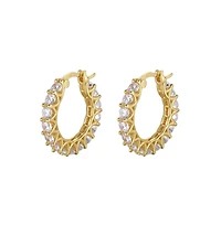 Hollywood Sensation Gold Huggie Hoop Earrings Embellished with Sparkling Cubic Zirconia