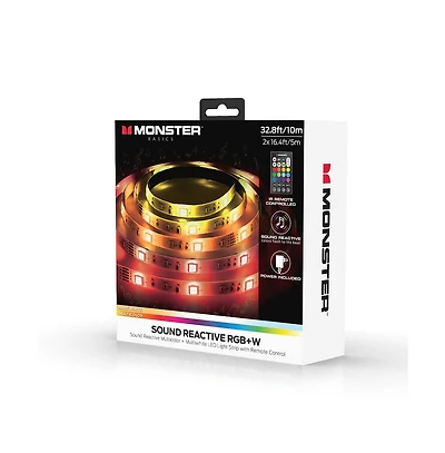 Monster Cable Monster 32.8ft Sound Reactive Smart Multi-Color Multi-White Led Light Strip