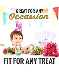 200 Pack Pastries and Candy Treat Cellophane Bags with Ties (6''x9'')