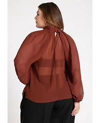 Eloquii Women's Plus Draped Sleeve Chiffon Top