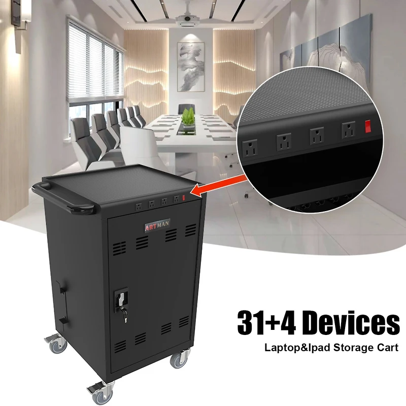 Streamdale Furniture Mobile Charging Cart And Cabinet For Tablets Laptops 35-Device