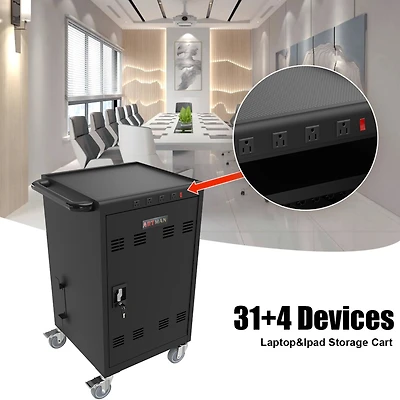 Streamdale Furniture Mobile Charging Cart And Cabinet For Tablets Laptops 35-Device