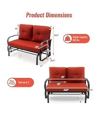 Sugift Patio 2-Person Glider Bench Rocking Loveseat with Cushioned Armrest