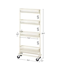 Slim Storage Cart, 4-tier Slide-out Trolley For Small Spaces, Bathroom, With Wire Baskets
