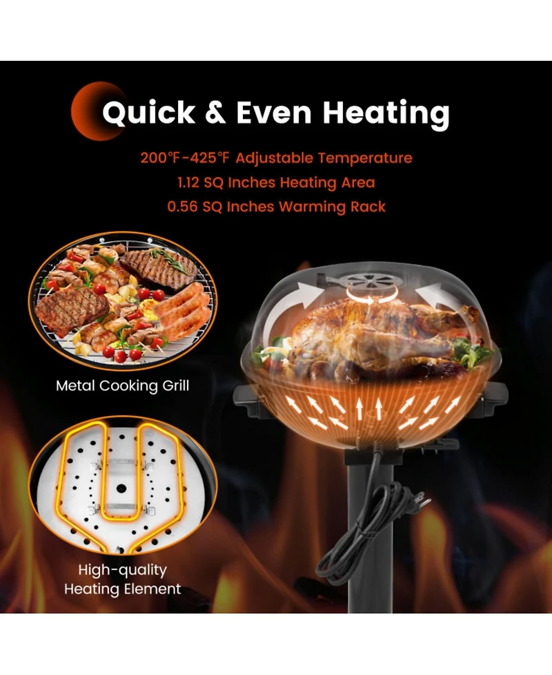 Sugift 1600W Electric Bbq Grill with Removable Non-Stick Warming Rack