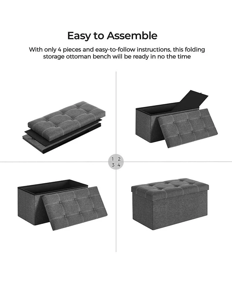 Slickblue Storage Ottoman Bench, 21 Gal. Folding Chest, Bed End Stool, Footstool With Breathable