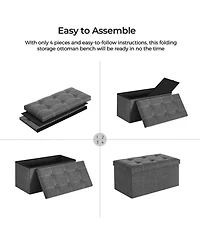 Slickblue Storage Ottoman Bench, 21 Gal. Folding Chest, Bed End Stool, Footstool With Breathable