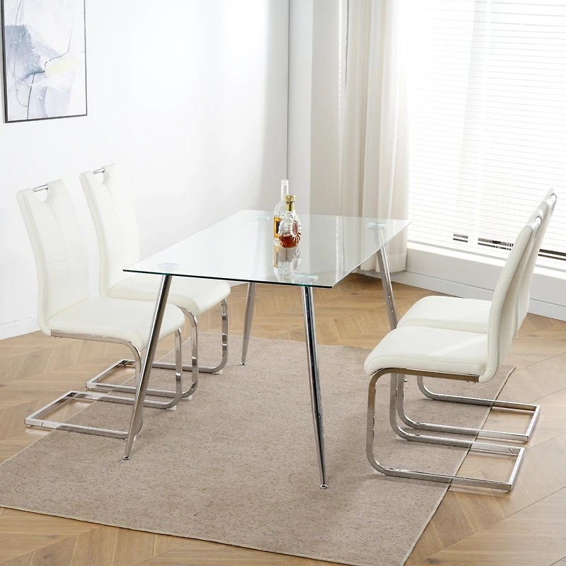 Streamdale Set of 4 Modern Faux Leather Dining Chairs
