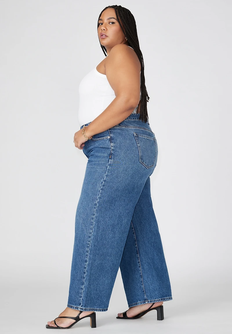 Eloquii Women's Plus The Yvette Rigid Wide Leg Jean