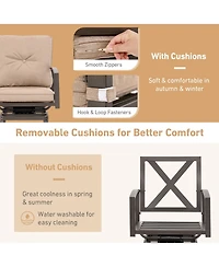 Sugift 3 Pieces Patio Swivel Bar Table Set with Removable Cushions and Rustproof Metal Frame