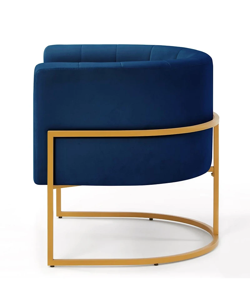 Streamdale Furniture Navy Velvet Accent Chair with Gold Stand