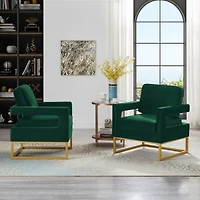 Simplie Fun Gold base velvet accent chair, Jade