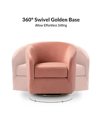 Swivel Accent Chair with Gold Metal Base for Living Room Nursery