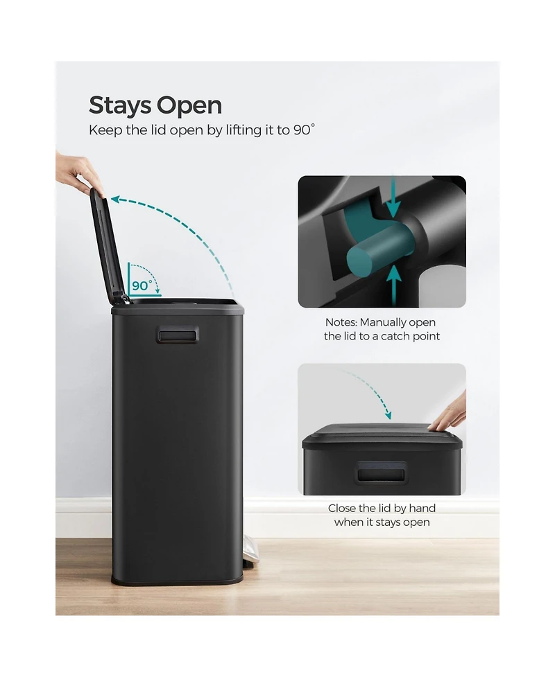Slickblue Kitchen Trash Can, 10.5-Gallon Garbage Can with Lid and Wide Foot Pedal, Soft Close and Stays Open