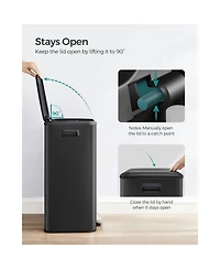 Slickblue Kitchen Trash Can, 10.5-Gallon Garbage Can with Lid and Wide Foot Pedal, Soft Close and Stays Open