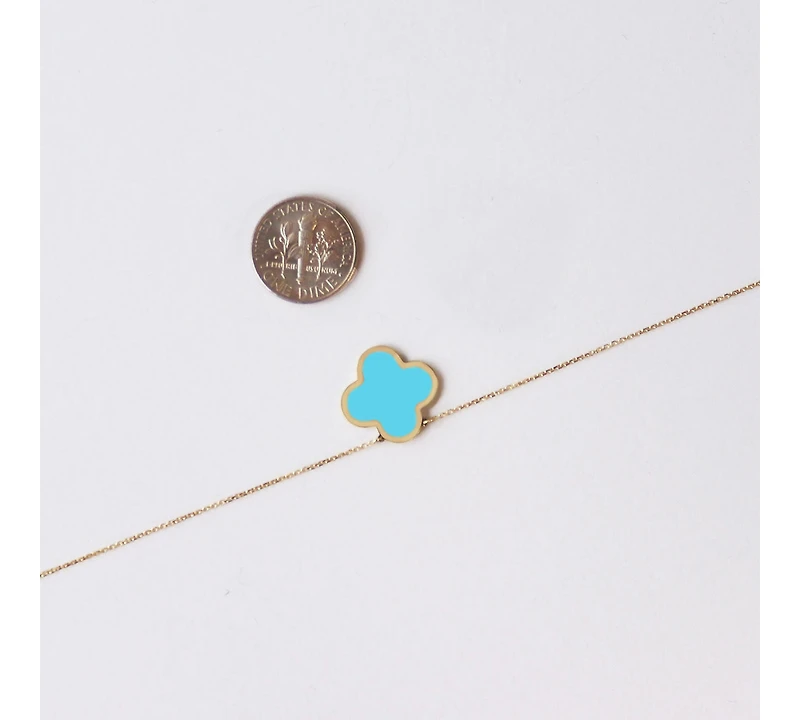 The Lovery Extra Large Turquoise Single Clover Necklace 14K Gold