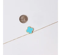 The Lovery Extra Large Turquoise Single Clover Necklace 14K Gold