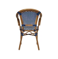 Merrick Lane Sacha Set Of Two Stacking Thonet Bistro Style Chair With Arms, Pe Rattan Seat, And Bamboo Metal Frame For Indoor/Outdoor Use