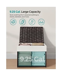 Decorative Rattan-Look Storage Basket with Cotton Liner and Carry Handles