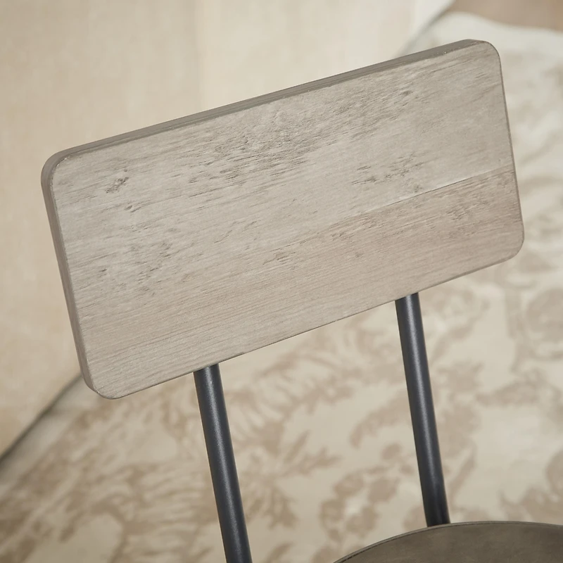 Simplie Fun Industrial Long Bar Table Set with 3 Upholstered Stools