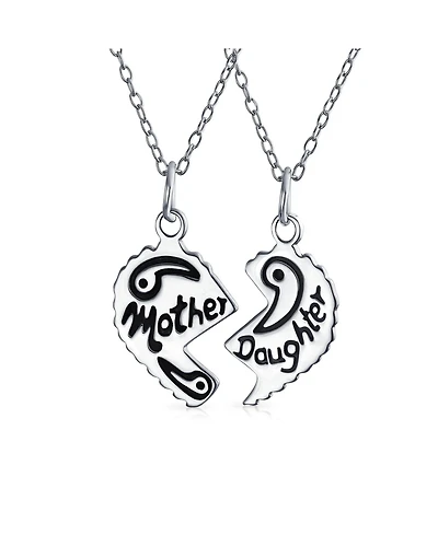 Bling Jewelry Best Friends Bff Split Heart Puzzle Mother Daughter Pendant Necklace Silver