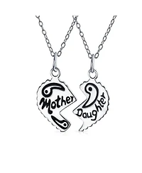 Bling Jewelry Best Friends Bff Split Heart Puzzle Mother Daughter Pendant Necklace Silver