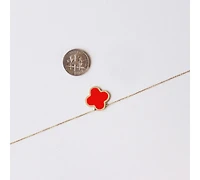 The Lovery Extra Large Coral Single Clover Necklace 14K Gold