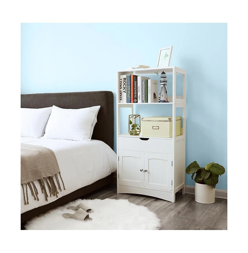 Slickblue Upper Shelves Bathroom Storage Cabinet White