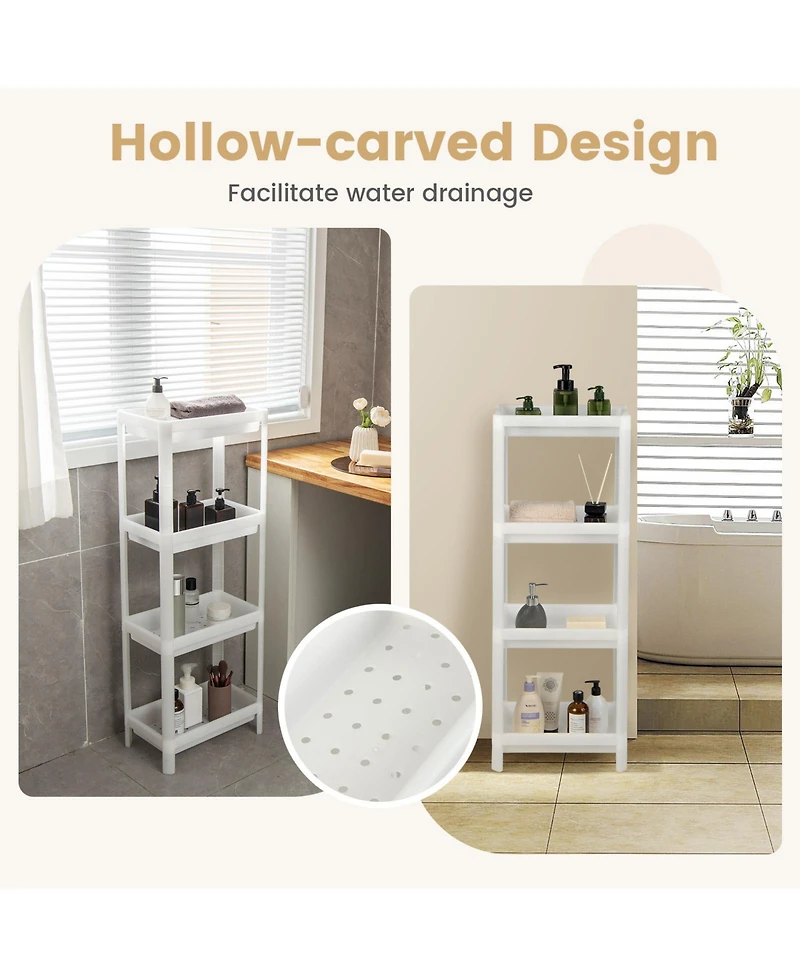 Sugift 2 Packs 4-Tier Detachable Slim Storage Cart with Drainage Holes for Small Space