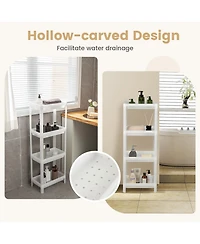 Sugift 2 Packs 4-Tier Detachable Slim Storage Cart with Drainage Holes for Small Space