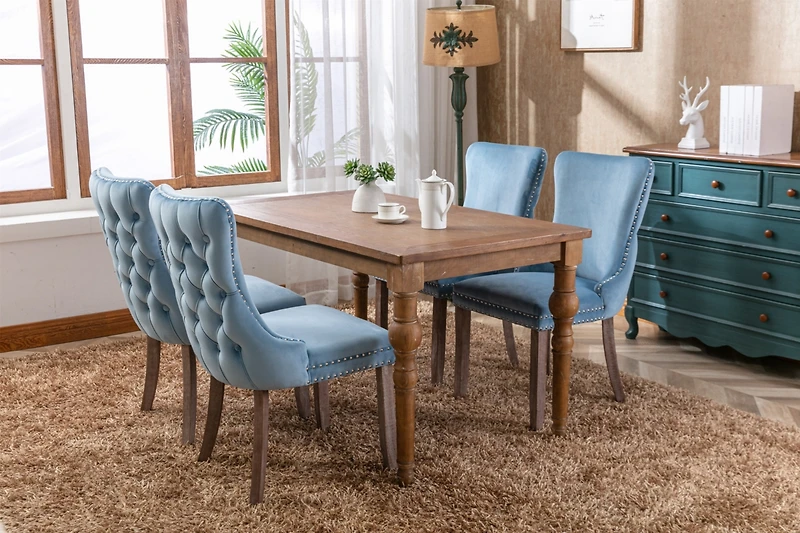Simplie Fun Set of 2 Light Blue Wingback Dining Chairs