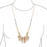 Bling Jewelry Blue Peck Organic Faceted Beads Irregular Stone Bib Fan Statement Collar Necklaces Gold Plated Adjustable