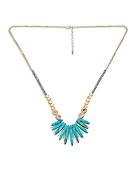 Bling Jewelry Blue Peck Organic Faceted Beads Irregular Stone Bib Fan Statement Collar Necklaces Gold Plated Adjustable