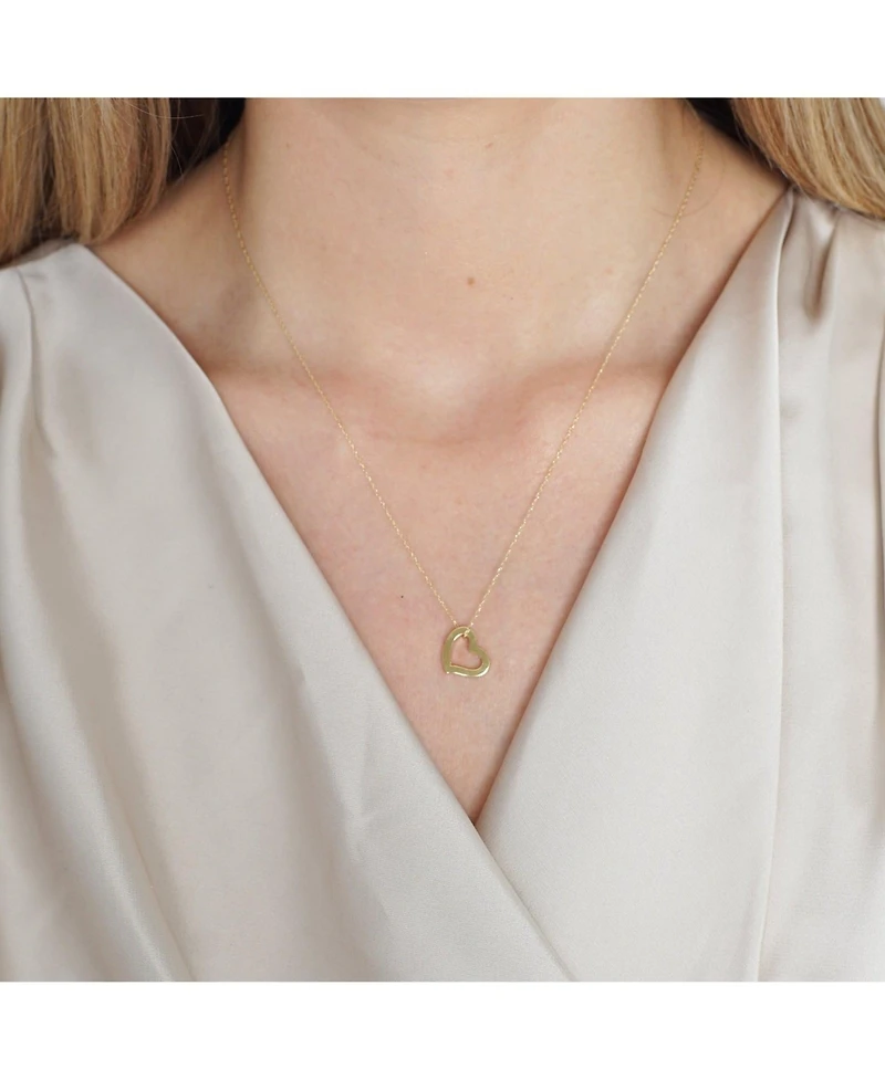 The Lovery Gold Open Heart Necklace 14K Yellow Gold