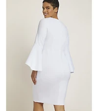 Eloquii Women's Plus Flare Sleeve Scuba Dress