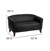 Leathersoft Reception/Living Room Loveseat With Cherry Wood Feet